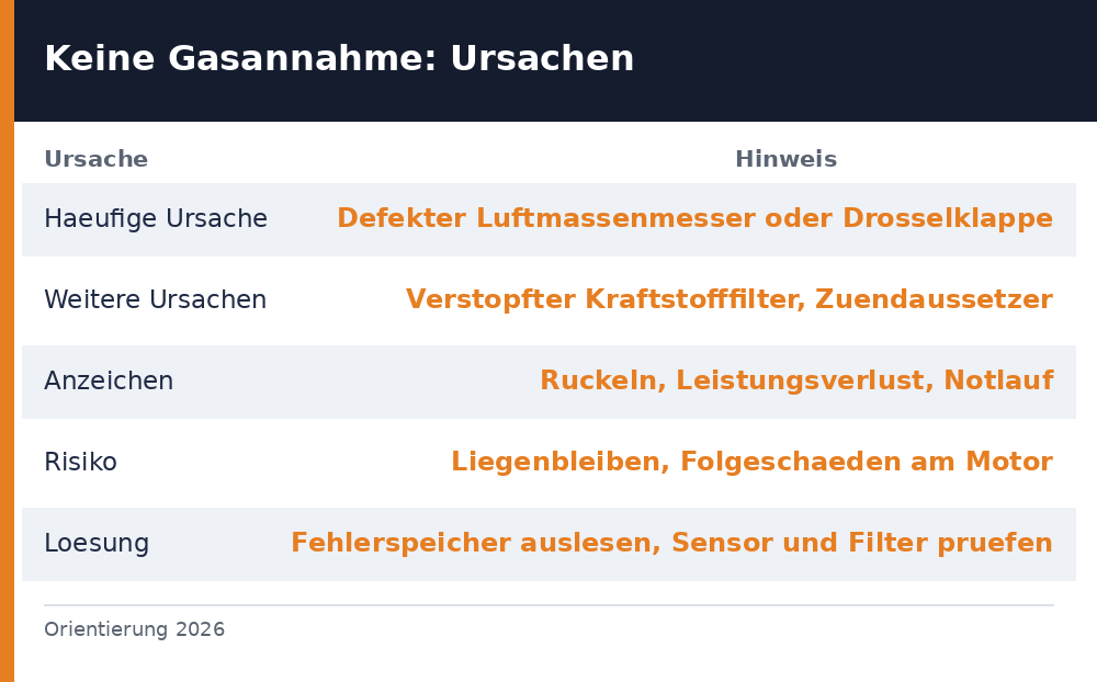 auto nimmt kein gas an - Uebersicht Richtwerte 2026