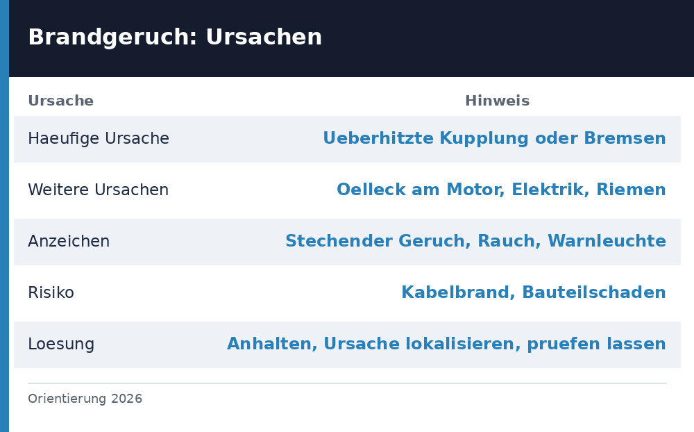 auto riecht verbrannt – Übersicht Richtwerte 2026