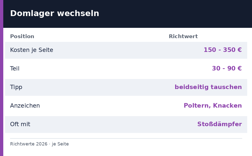 domlager wechseln kosten - Uebersicht Richtwerte 2026