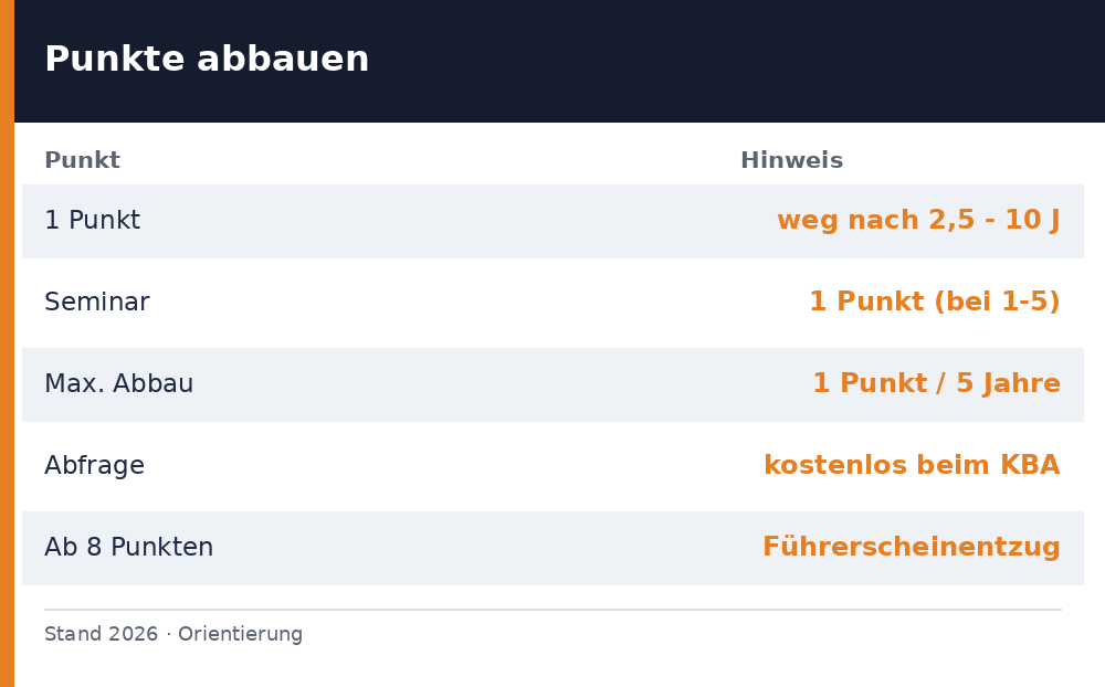 punkte flensburg abbauen - Uebersicht Richtwerte 2026