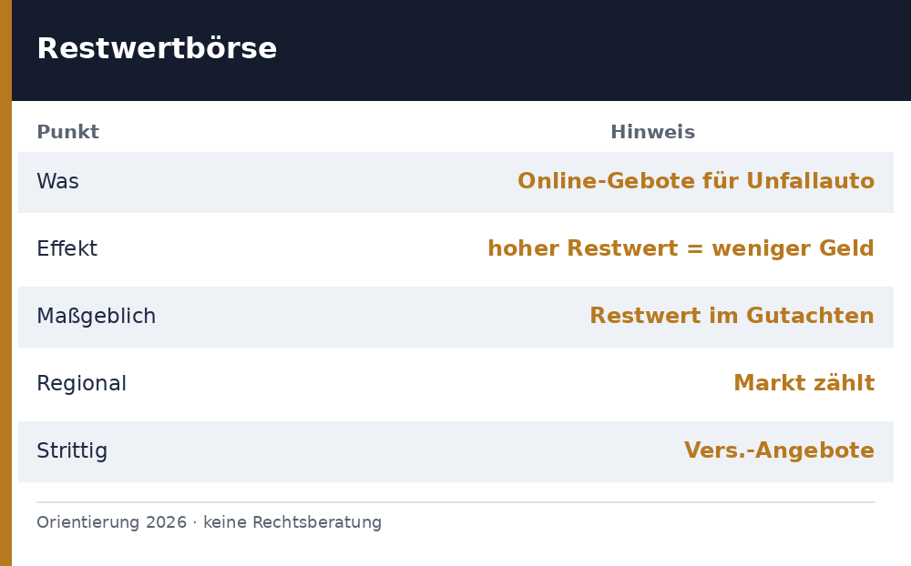 restwertbörse - Uebersicht Richtwerte 2026