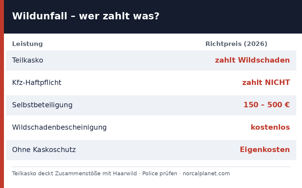 Wildunfall wer zahlt Tabelle