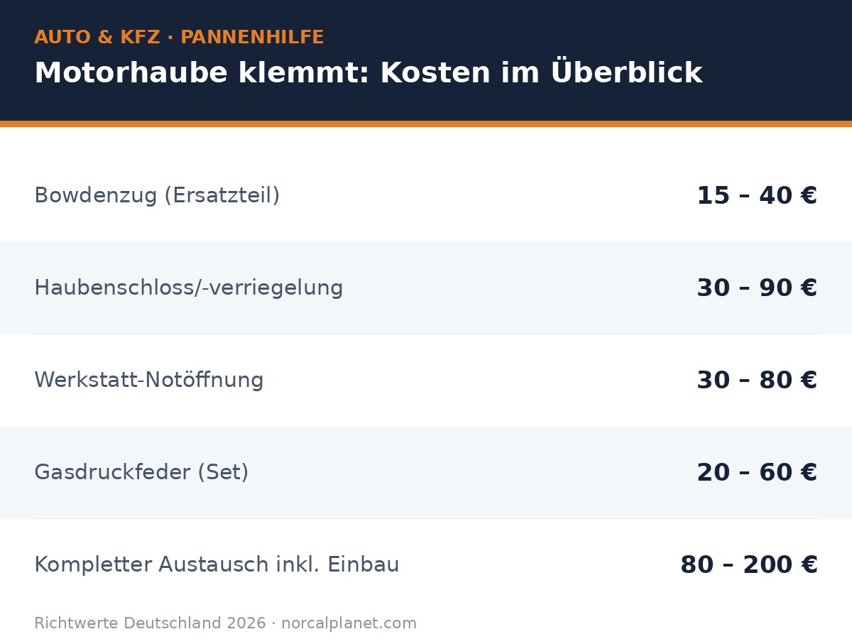 Motorhaube klemmt Kosten Übersicht 2026