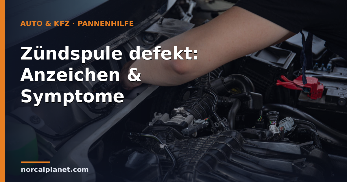 Mechaniker arbeitet im Motorraum an der Zuendanlage eines Autos