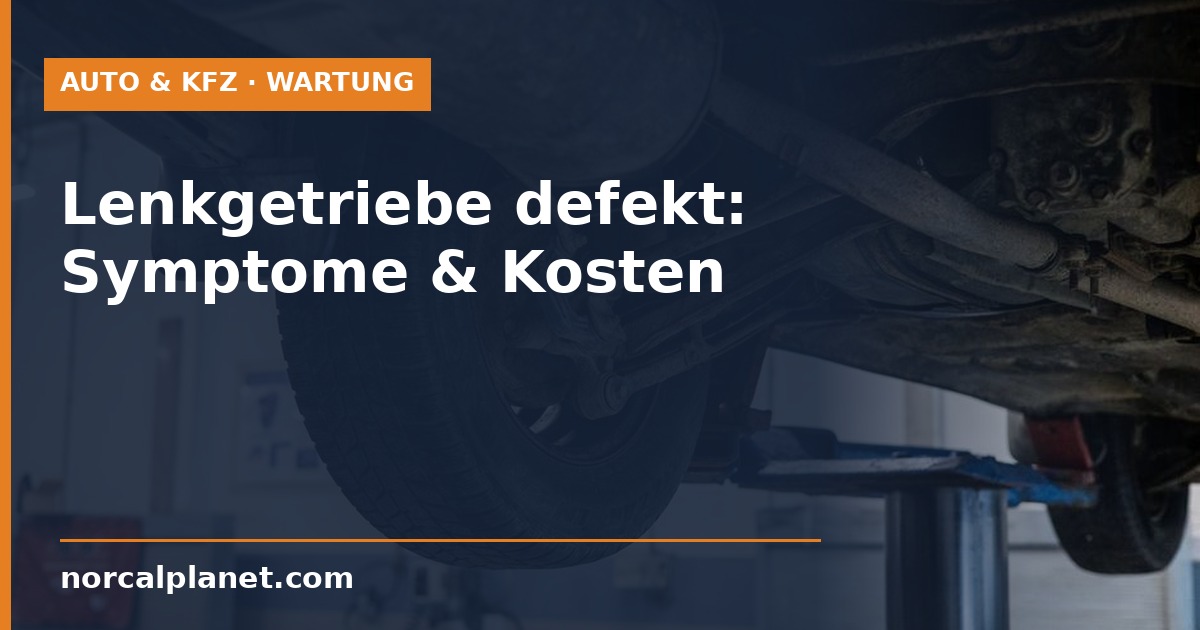 Blick auf Spurstange und Lenkung eines angehobenen Fahrzeugs in der Werkstatt