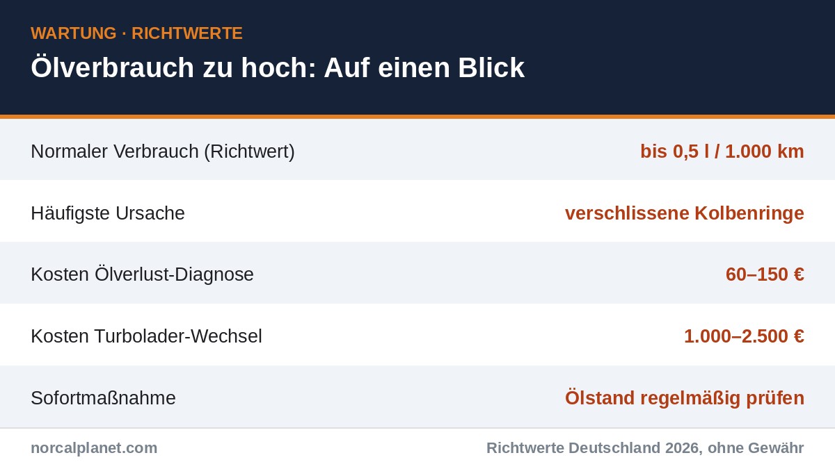 Ölverbrauch zu hoch: Ursachen und was zu tun ist – Richtwerte 2026