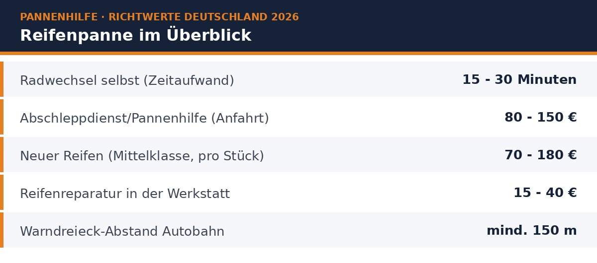Reifenpanne Richtwerte Deutschland 2026