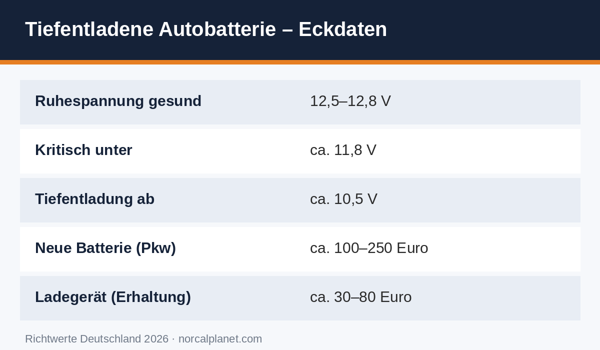 autobatterie tiefentladen - Uebersicht Richtwerte 2026