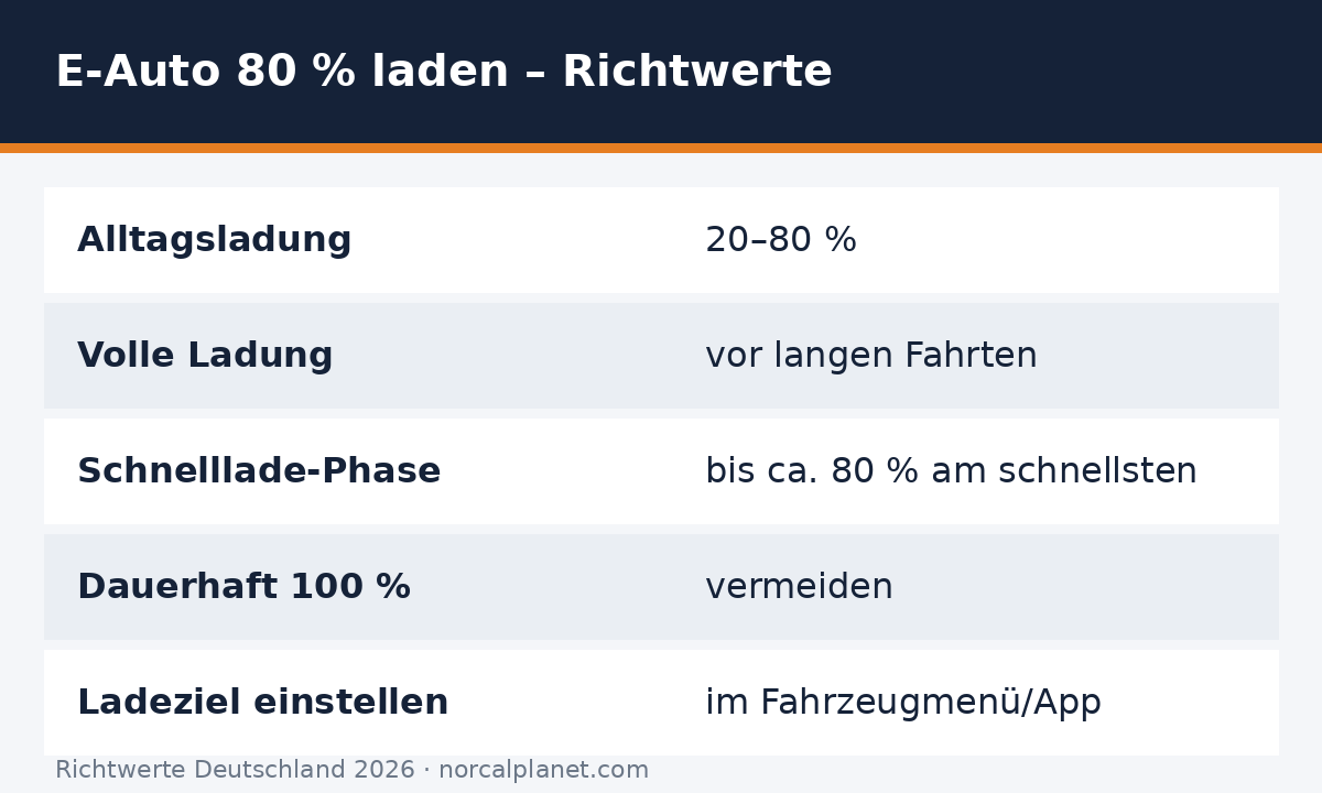 Faktenkarte: E-Auto nur bis 80 Prozent laden: Lohnt sich das wirklich?