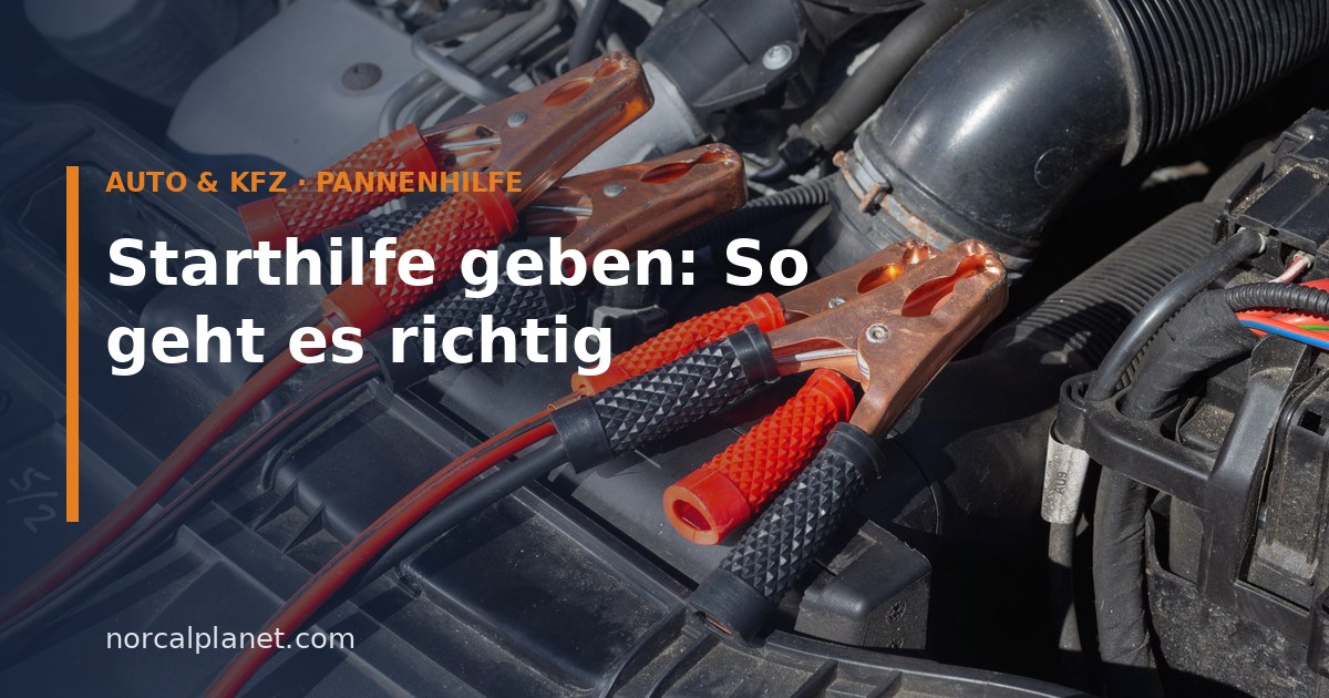 Überbrückungskabel an Autobatterie